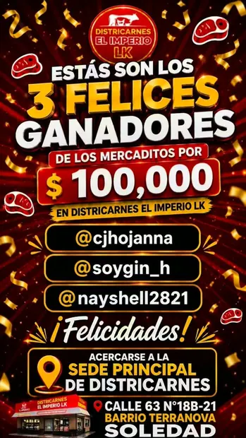 3 mercaditos de $100.000 entregados